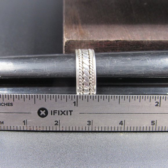 Size 5.5 Sterling Silver Braid Pattern Plain Band Ring Vintage - Picture 6 of 7